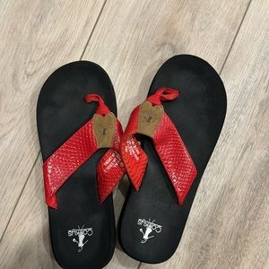 Corky red flip flop